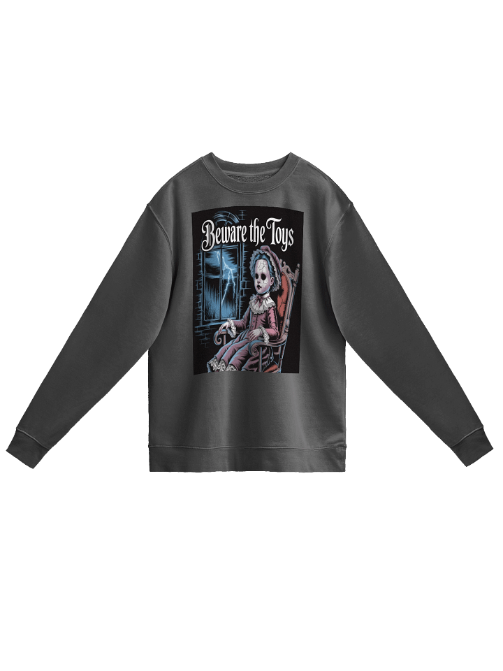 Midnight Veil Designs 'Beware the Toys' Unisex Pigment Dyed Sweatshirt – S-3XL product image (1)