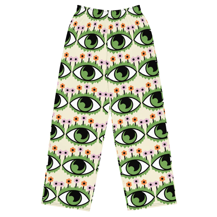 Eyes and Petals All-Over Print Wide-Leg Pants product image (1)