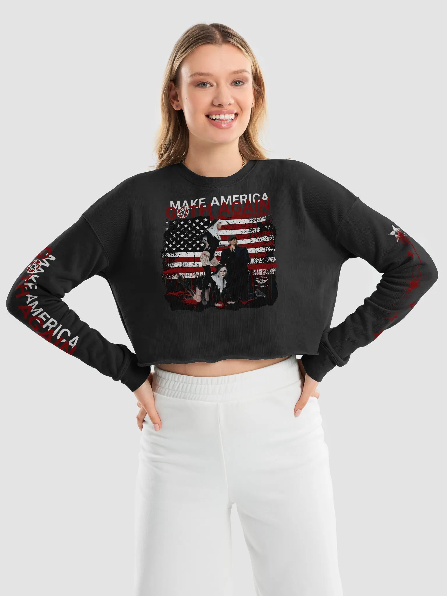 Make America Goth Again - Statement Cropped Fleece - Sacrilegious Gothic Design for Rebels product image (9)