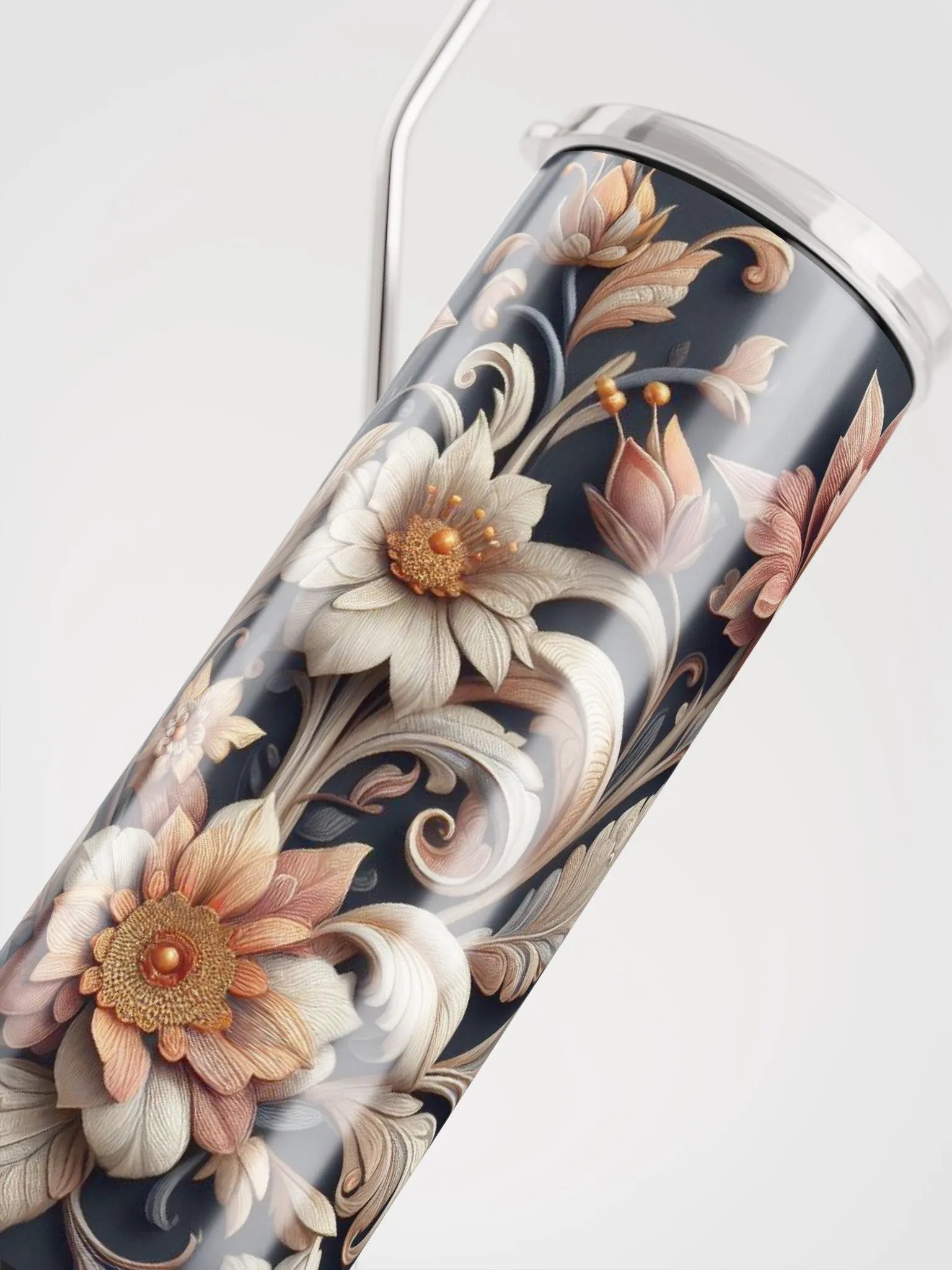 Vintage Floral Stainless Steel Tumbler - Eco-Chic Sipper Delight product image (5)