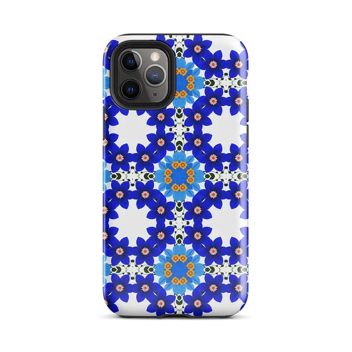 Tough Phone Case for iPhone® - Blue and Yellow Geometric Floral Pattern product image (2)