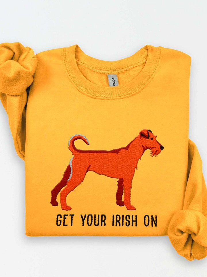 Get Your Irish On Sweatshirt (Embroidered) of an Irish Terrier(Red) product image (1)