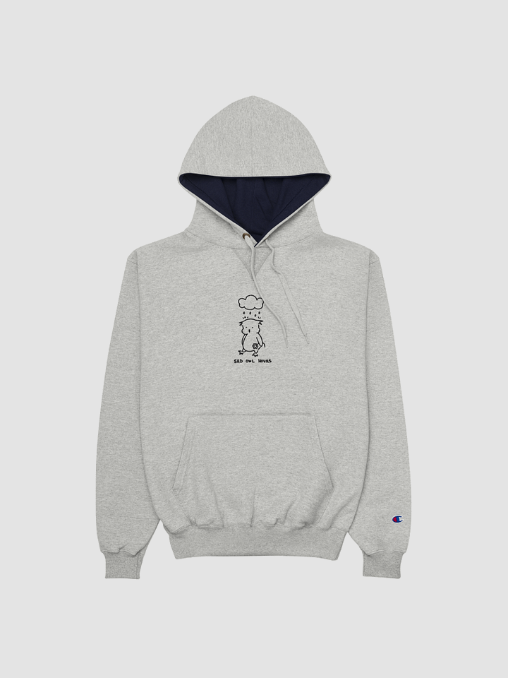 Sad Owl Hours Champion Cotton Max Hoodie (White Embroidered) product image (2)