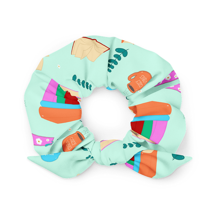 Cozy Book Lovers Pattern- Mint Background Scrunchie product image (1)