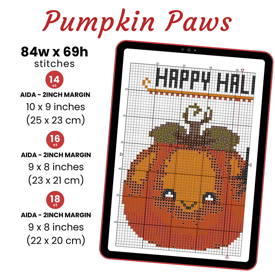 Pumpkin & Paws Cross Stitch Pattern product image (2)