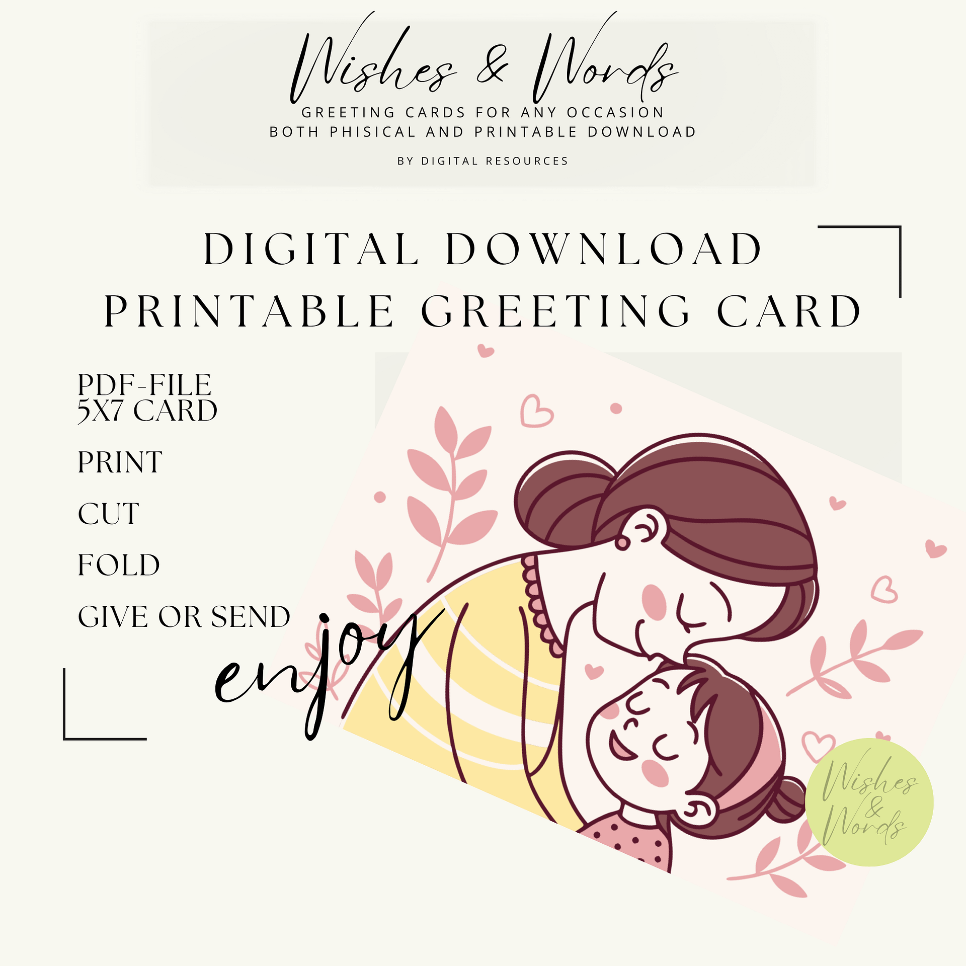 Printable Heartfelt Mothersday Greeting Card - Digital Download product image (1)