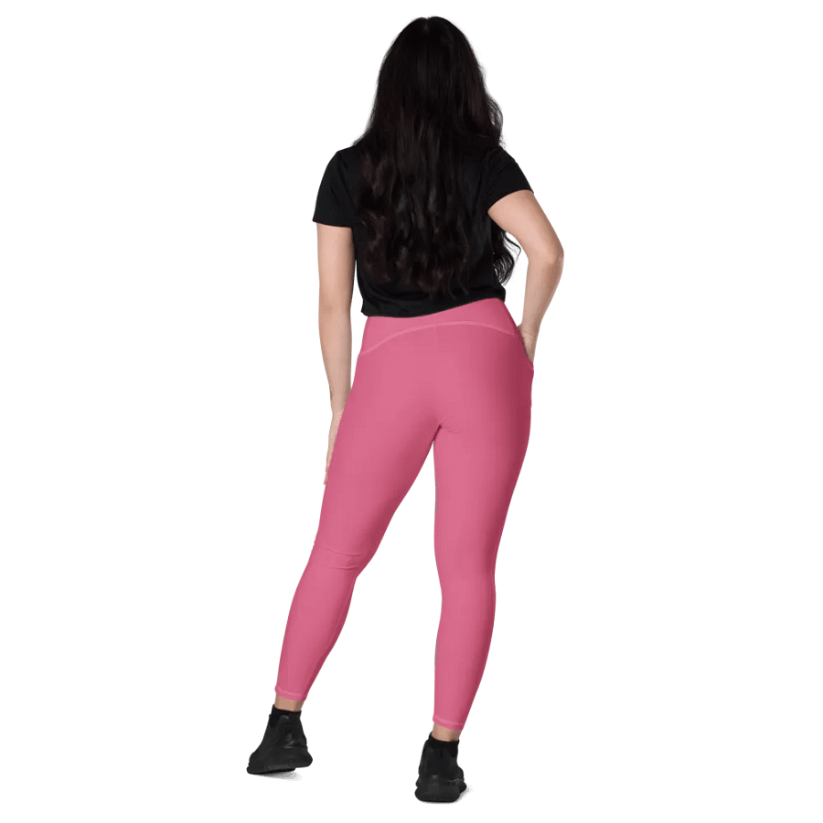 Plain Rosy Blush Pink Soft Summer Women's High Waisted Premium Crossover Leggings with Pockets by Treasure Pie product image (8)