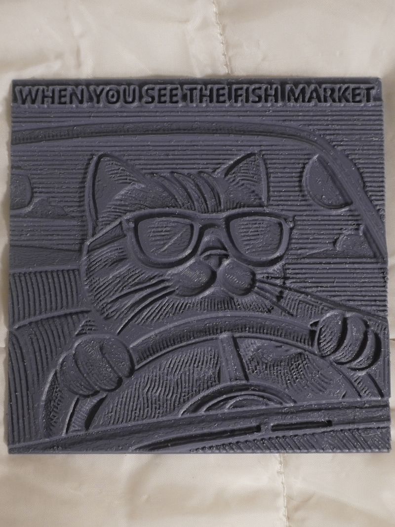 Cat Driving Car Plastic Meme Art Work