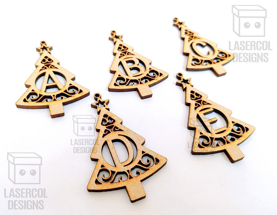Monogram Christmas Tree Ornaments - Laser Cut Files product image (5)