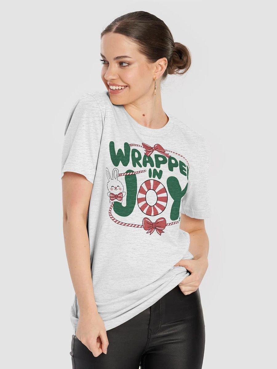 “WRAPPED IN JOY” t-shirt, holiday cheer, festive spirit, cheerful t-shirt, festive outfit, holiday-themed shirt, merry and bright, Christmas clothing, joyful design, gift idea product image (8)