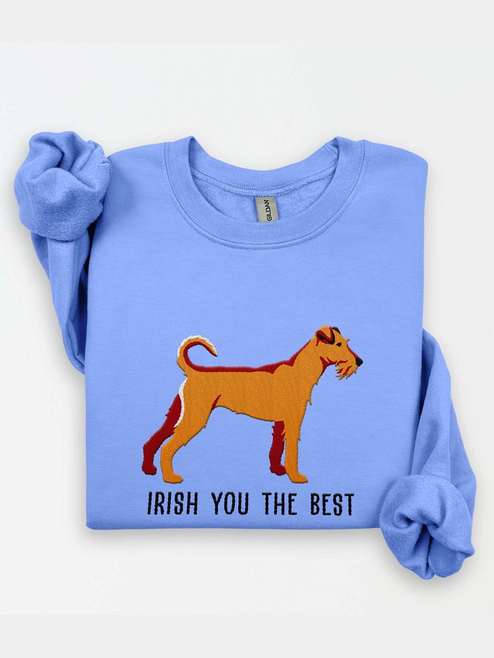 Irish You the Best Sweatshirt (Embroidered) of an Irish Terrier(Tan) product image (1)