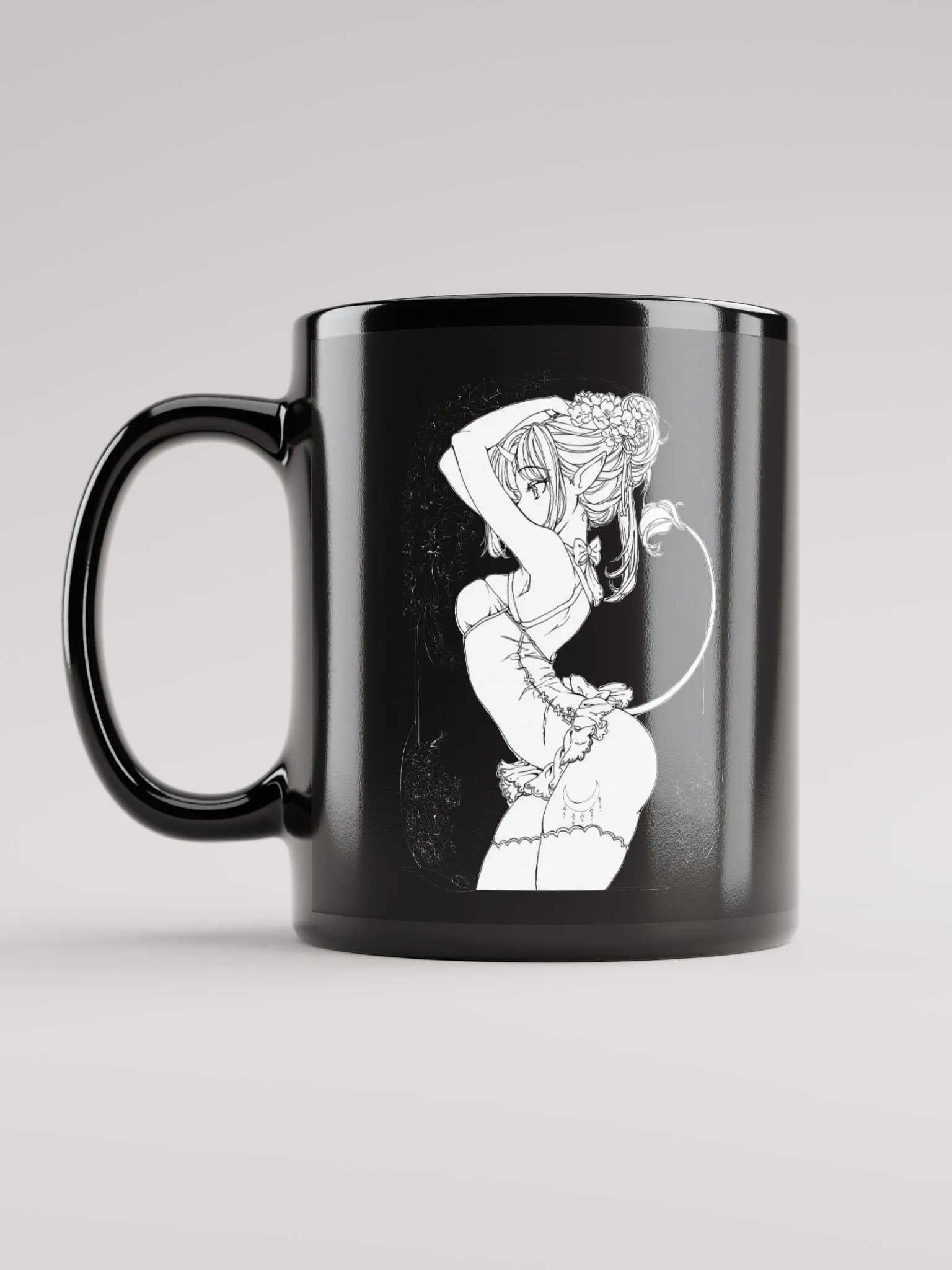 Unicorn and Lilac Black Glossy Mug product image (6)