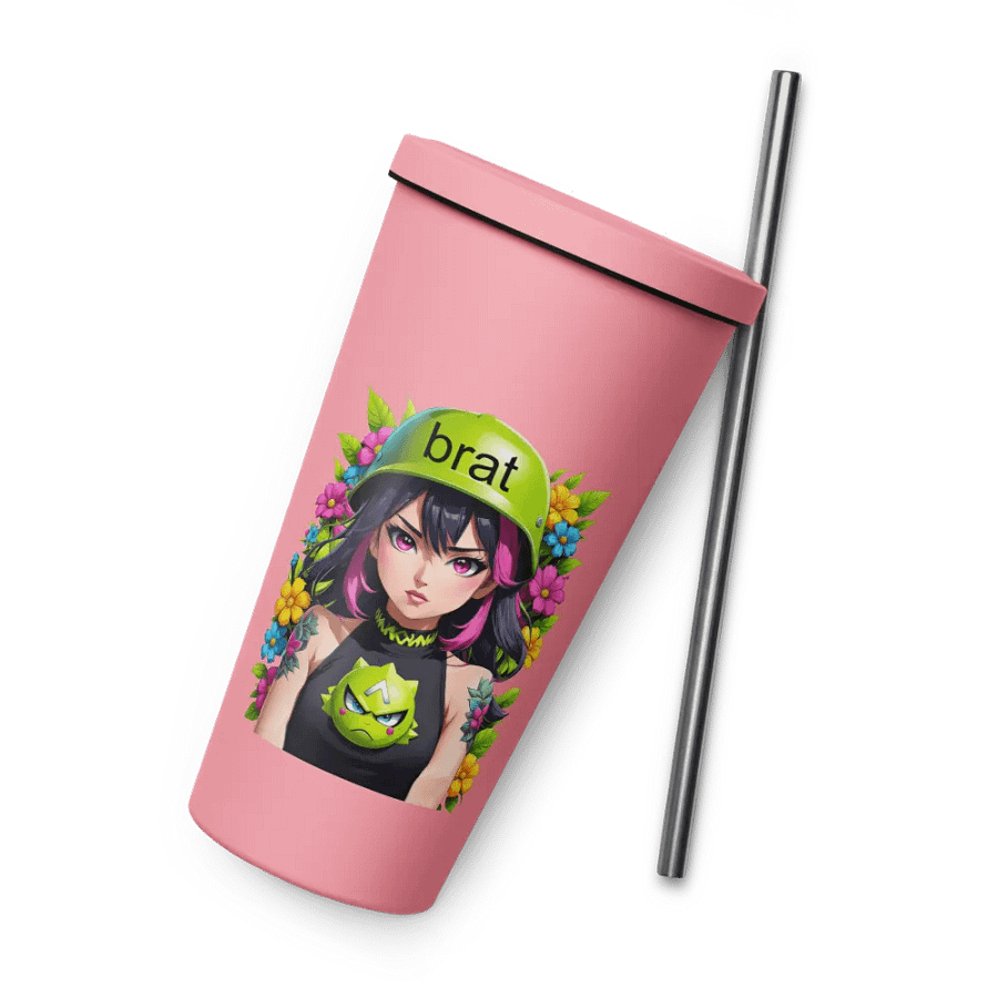 Brat 20 oz Tumbler Cup - Pink - Insulated Tumbler with a Straw v6 product image (8)