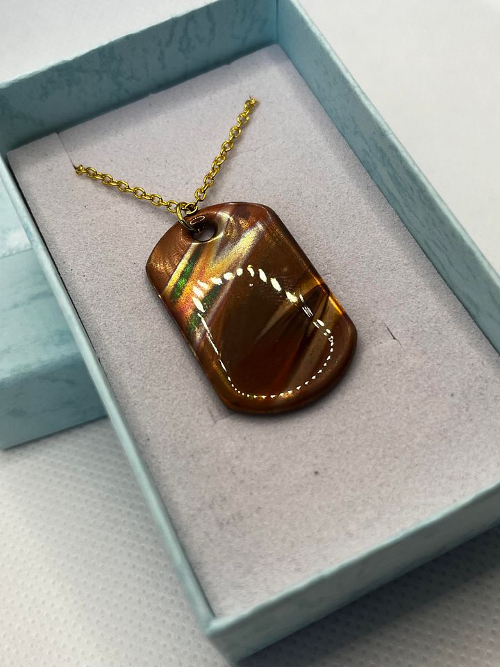 Burnt Copper and Resin Dogtag Necklace product image (2)