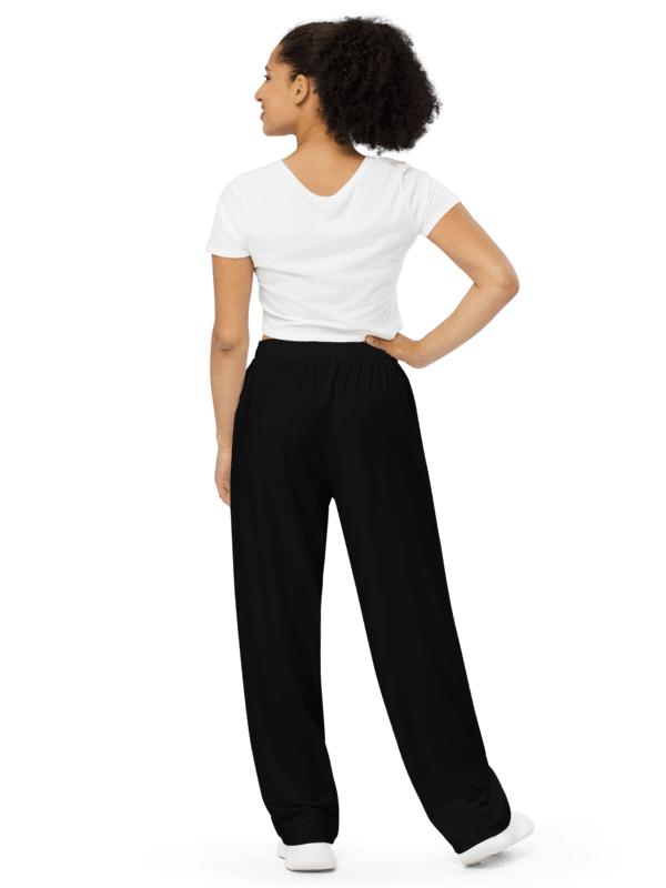 Wide Legged Comfy Pants | Black with White Text/Logo product image (3)