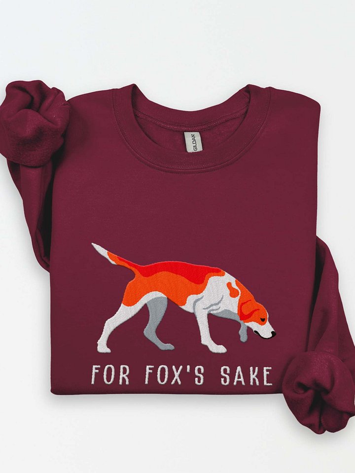 For Fox's Sake Sweatshirt (Embroidered) of an American Foxhound(Red) product image (1)