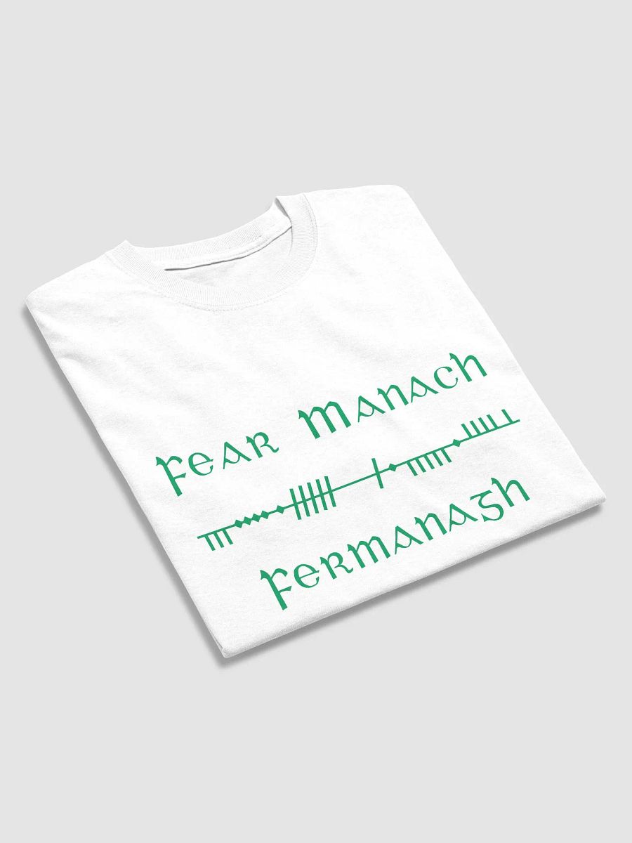 Fermanagh/Fear Manac Scholastic style Ogham white printed T-shirt product image (2)