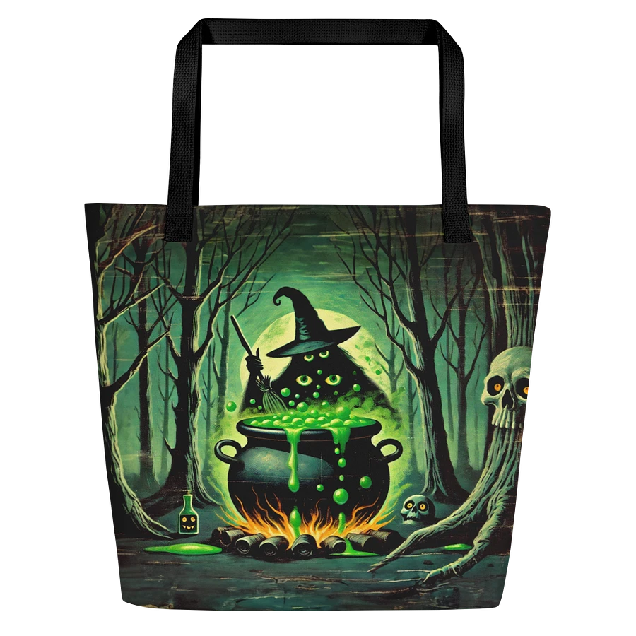 Cauldron Monster Large Halloween Tote Bag (Distressed Look) product image (1)