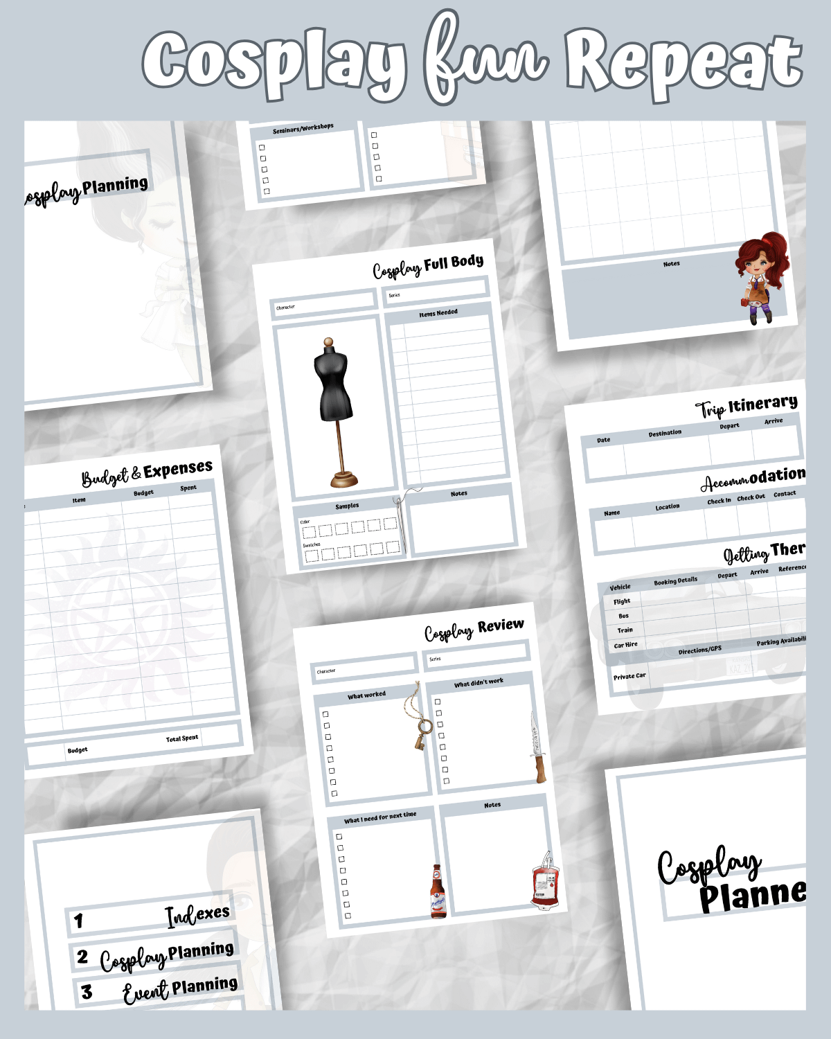 Monster Hunter Cosplay Planner – Grey Edition | 54-Page Printable PDF product image (6)