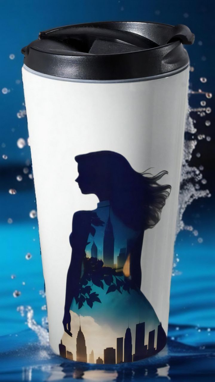 Cityscape Silhouette Stainless Steel Travel Mug product image (2)
