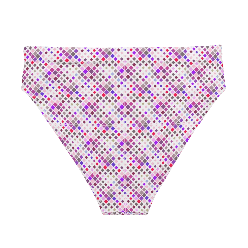 Colorful Square Pattern Design High Waist Bikini Bottom - V1 product image (2)