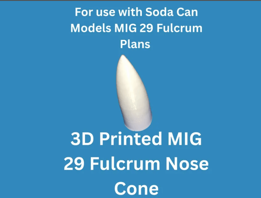 3D Printed MIG 29 Fulcrum Nose Cone for Soda Can Airplane | Fits soda Can Model Plans | MIG 29 Fulcrum Soda Can Model Part product image (1)