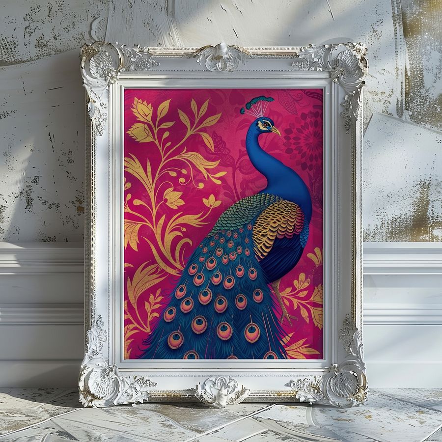 Art Nouveau Peacock on Fuchsia product image (8)