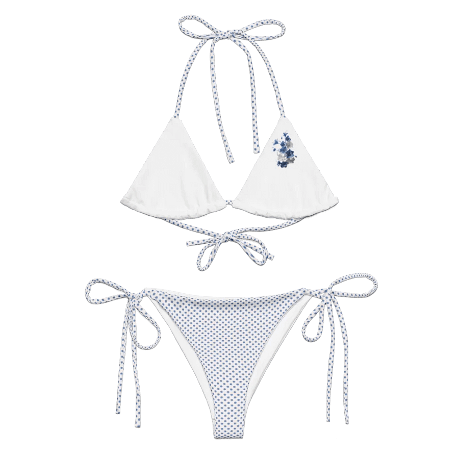Low Rise Cheeky String Bikini With Light Blue Polka Dot Bottoms product image (5)