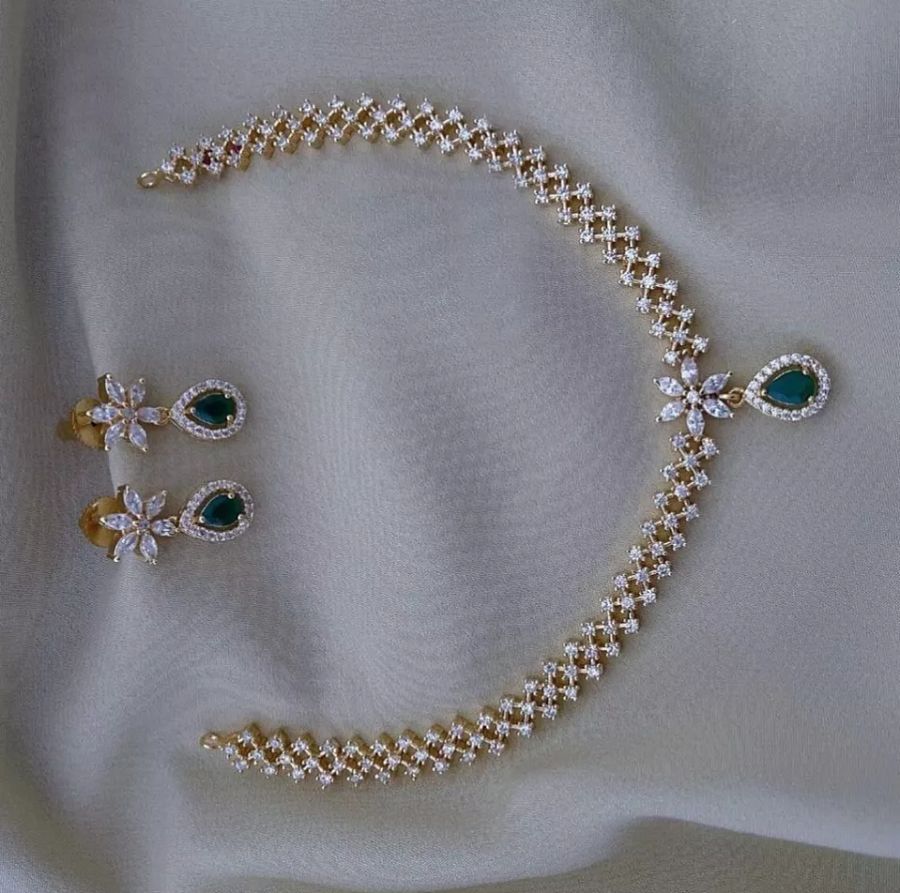 Neckless Set Bollywood Indian Bridal Party Jewellery Cz Set Wedding Women J44 product image (2)