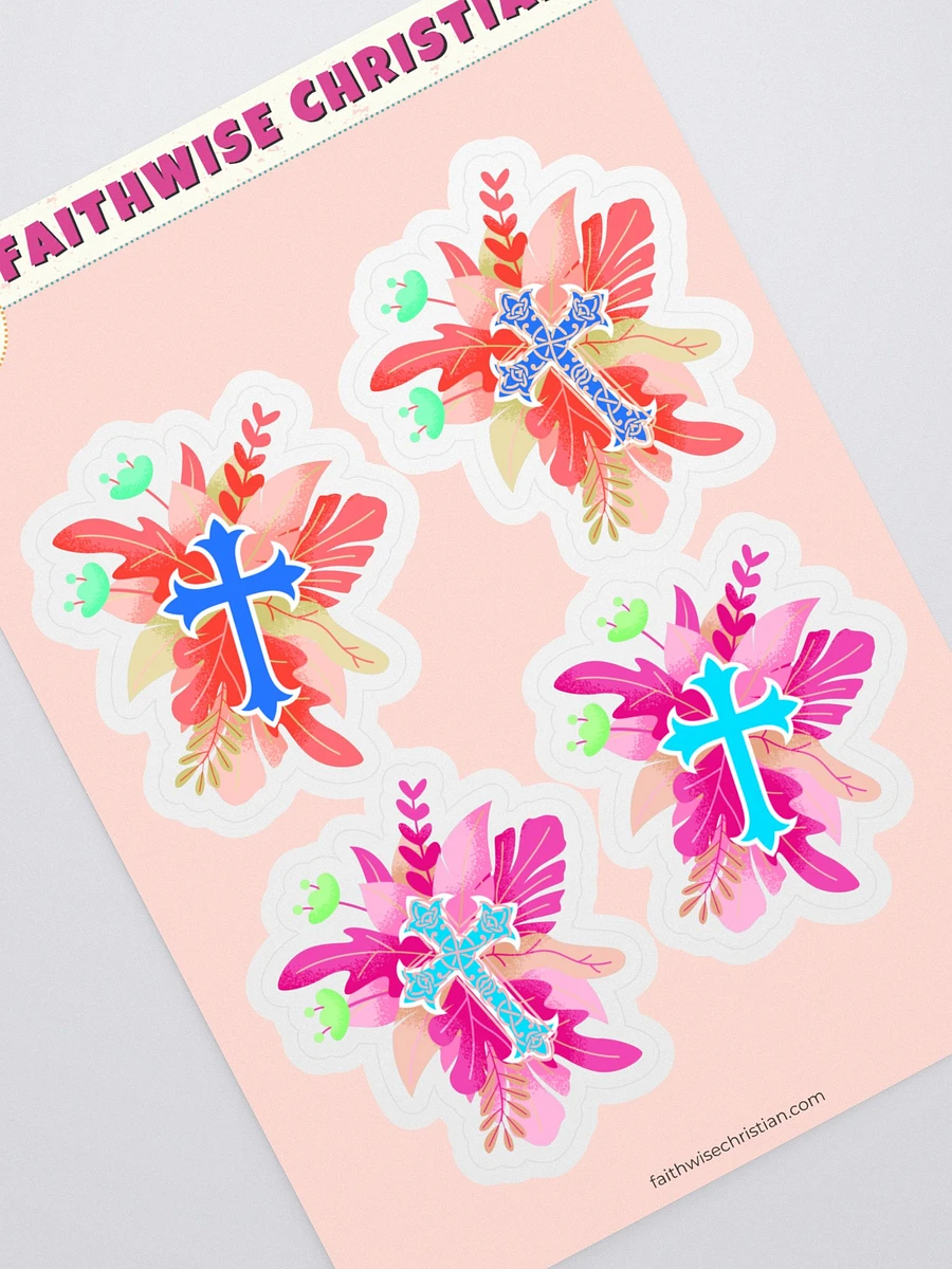 Coral Floral Crosses Sticker Sheet product image (1)