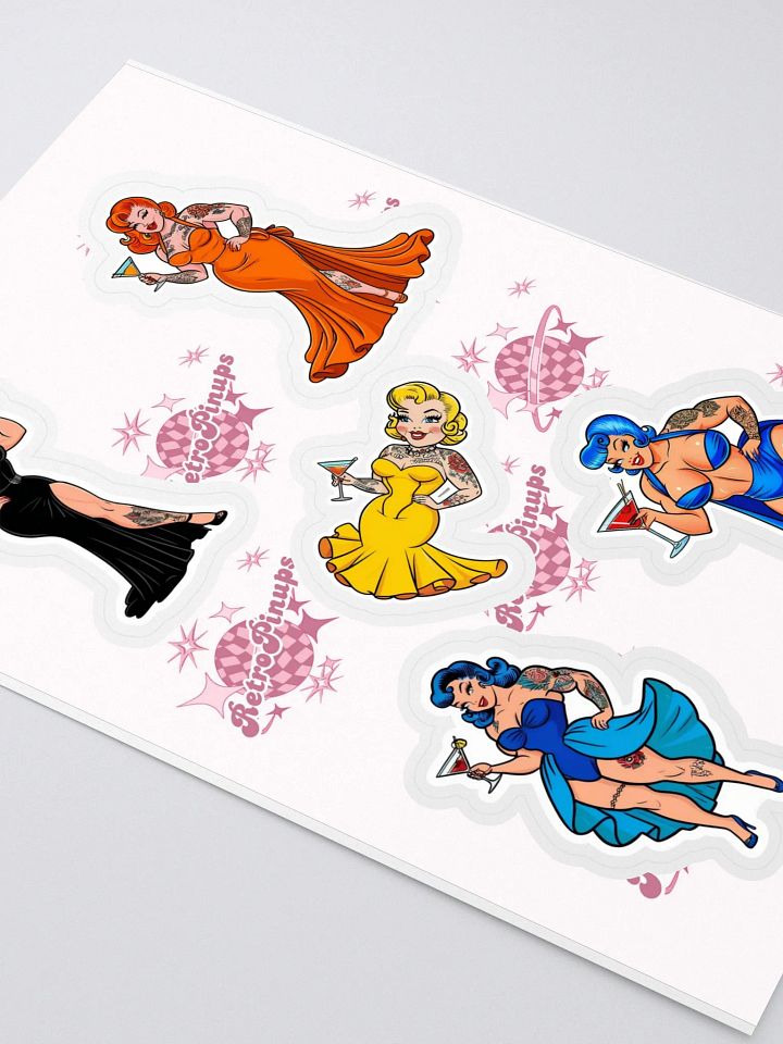 sticker sheet tatted muscle pinup girls drinking martinis product image (2)