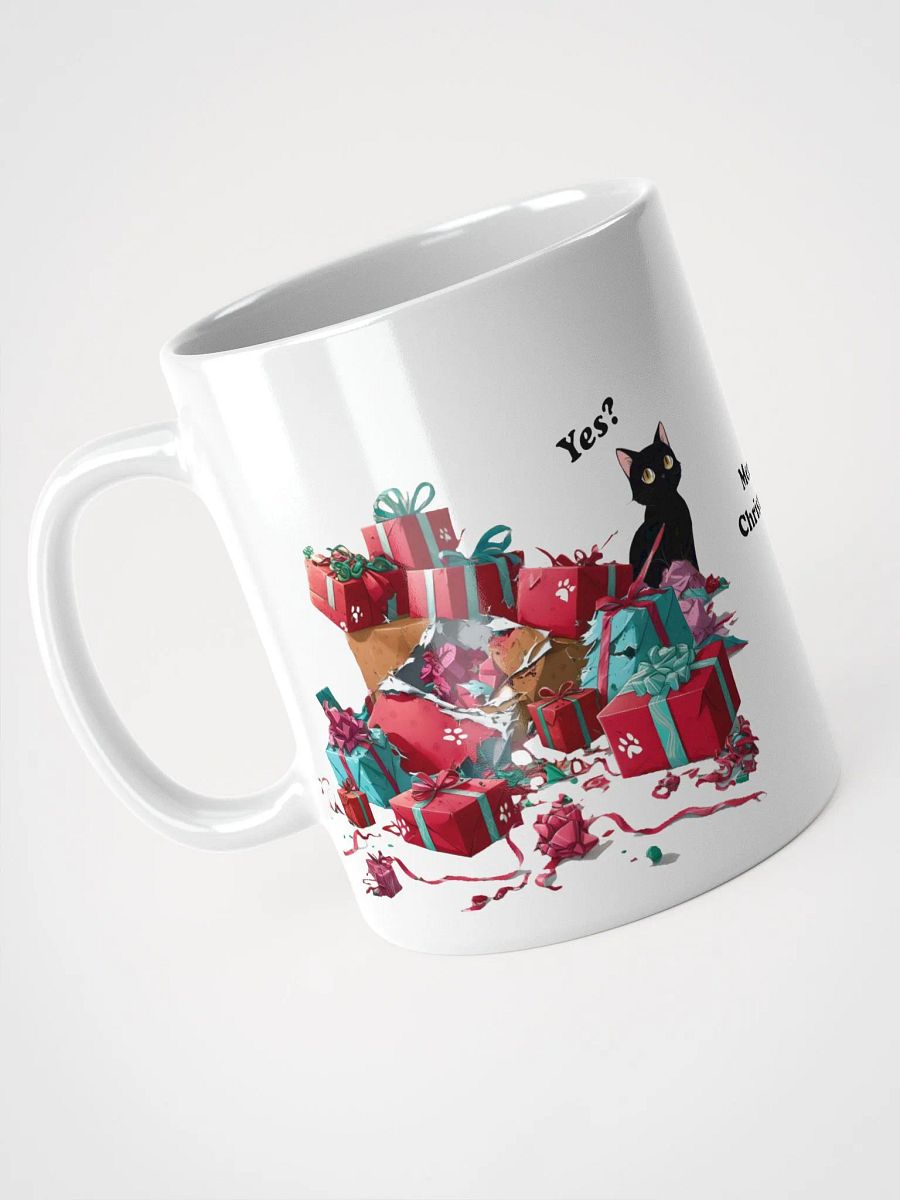 Black Cat Destroyed Christmas White Glossy Ceramic Mug product image (3)