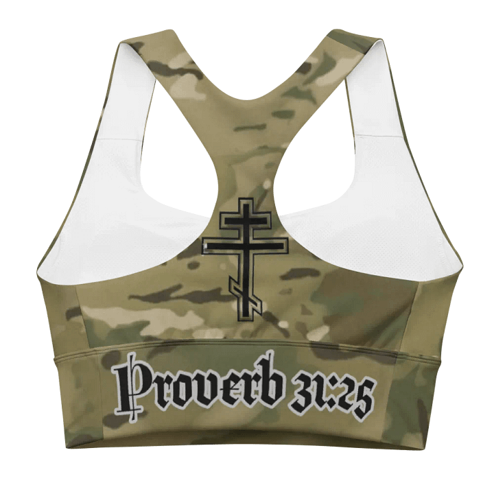 Faithful Camo: Proverb 3:25 Longline Sports Bra - Multicam product image (2)
