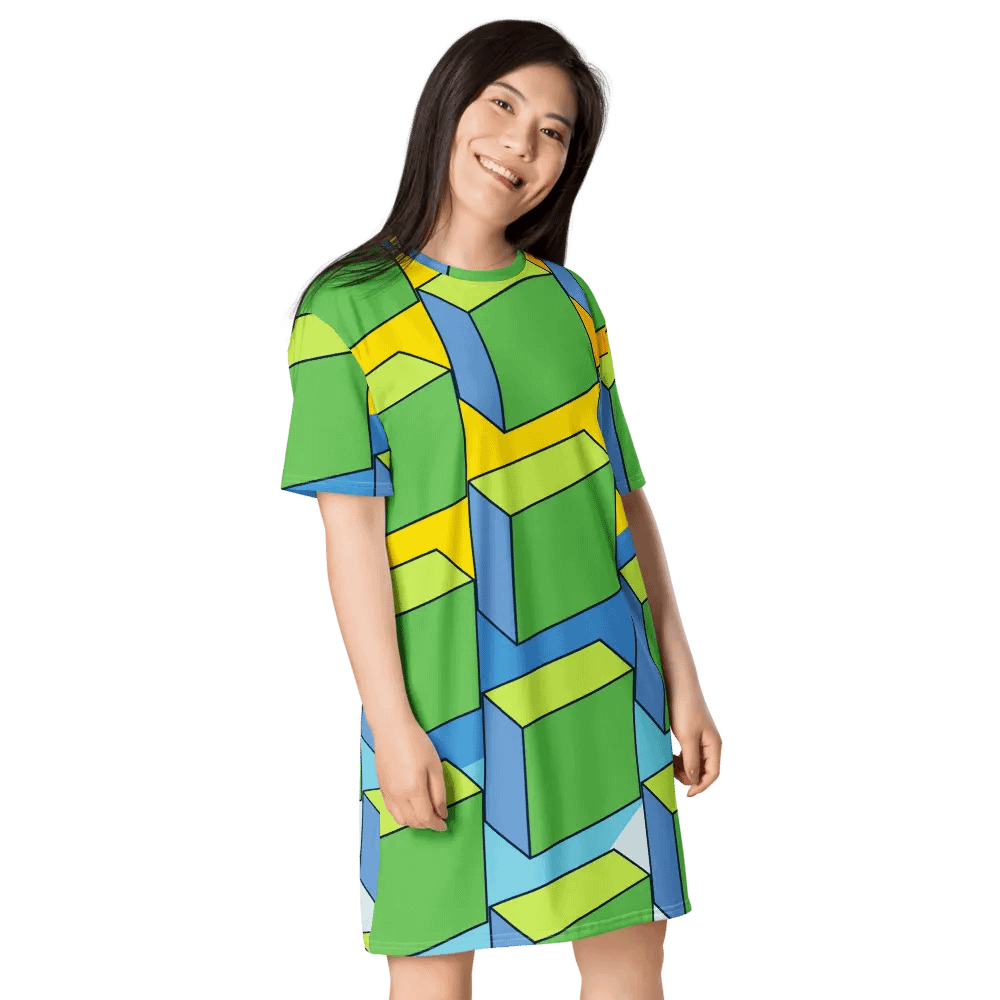 Colorful Large Block All-Over Print T-Shirt Dress product image (4)