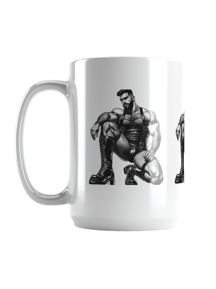 Copy of Gay Leather Top Man Leder Pride Daddy Tom of Finland Tribute Graphic Design White Glossy Mug product image (1)