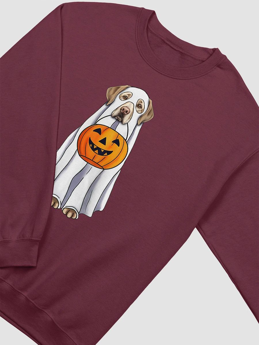 Labrador(Yellow) Halloween Sweatshirt | Funny Fall & Halloween Labrador Wearing a Ghost Costume with a Pumpkin Basket product image (17)