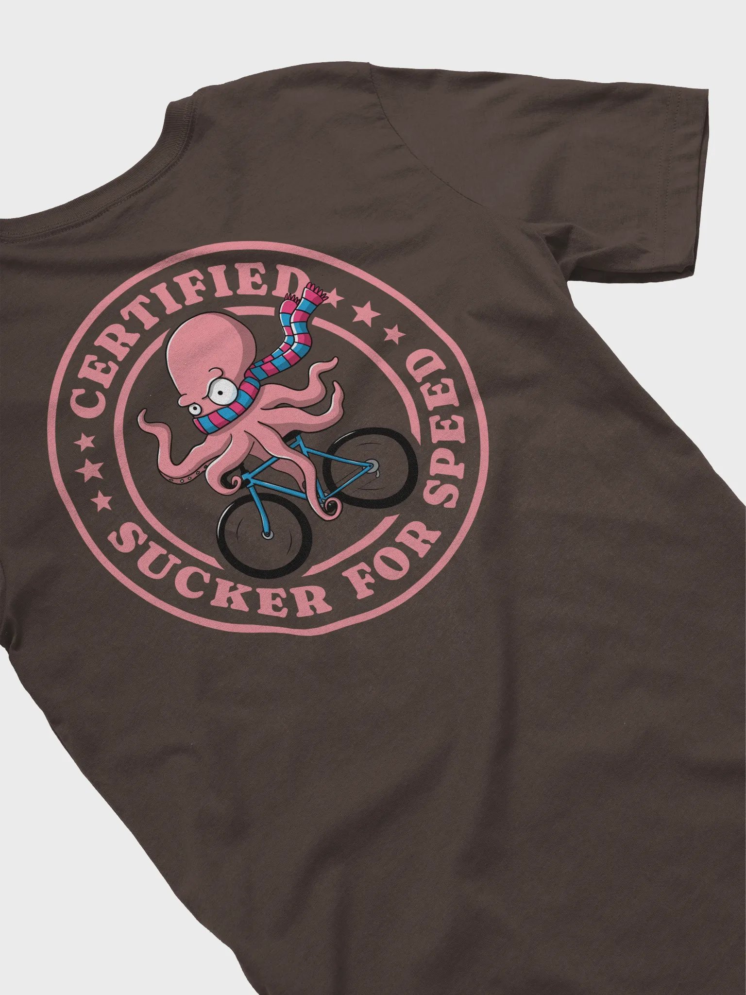 Certified Sucker for Speed Cycling badge design T-Shirt – Funny Octopus Bike Rider Tee for Cyclists product image (4)
