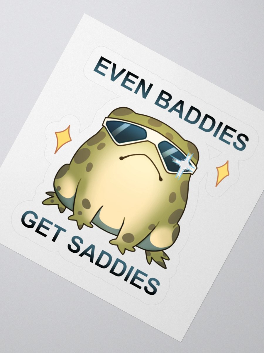 Even Baddies Get Saddies Frog Vinyl Sticker product image (2)