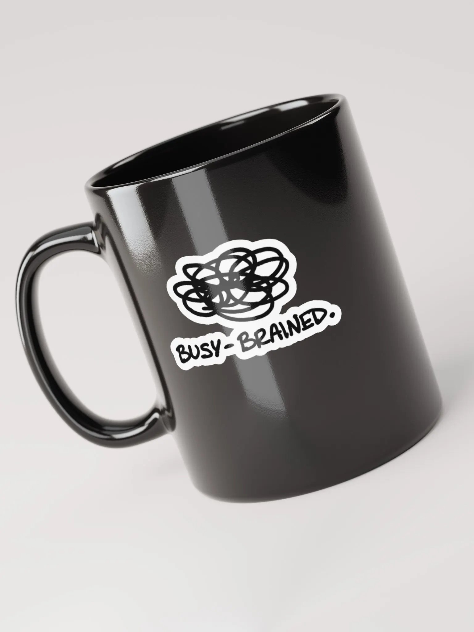 BUSY-BRAINED black glossy mug (bubble design) product image (4)