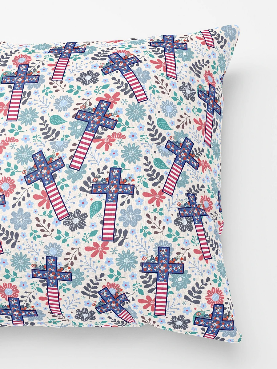 Floral Patriotic Cross Patterned Throw Pillow product image (4)