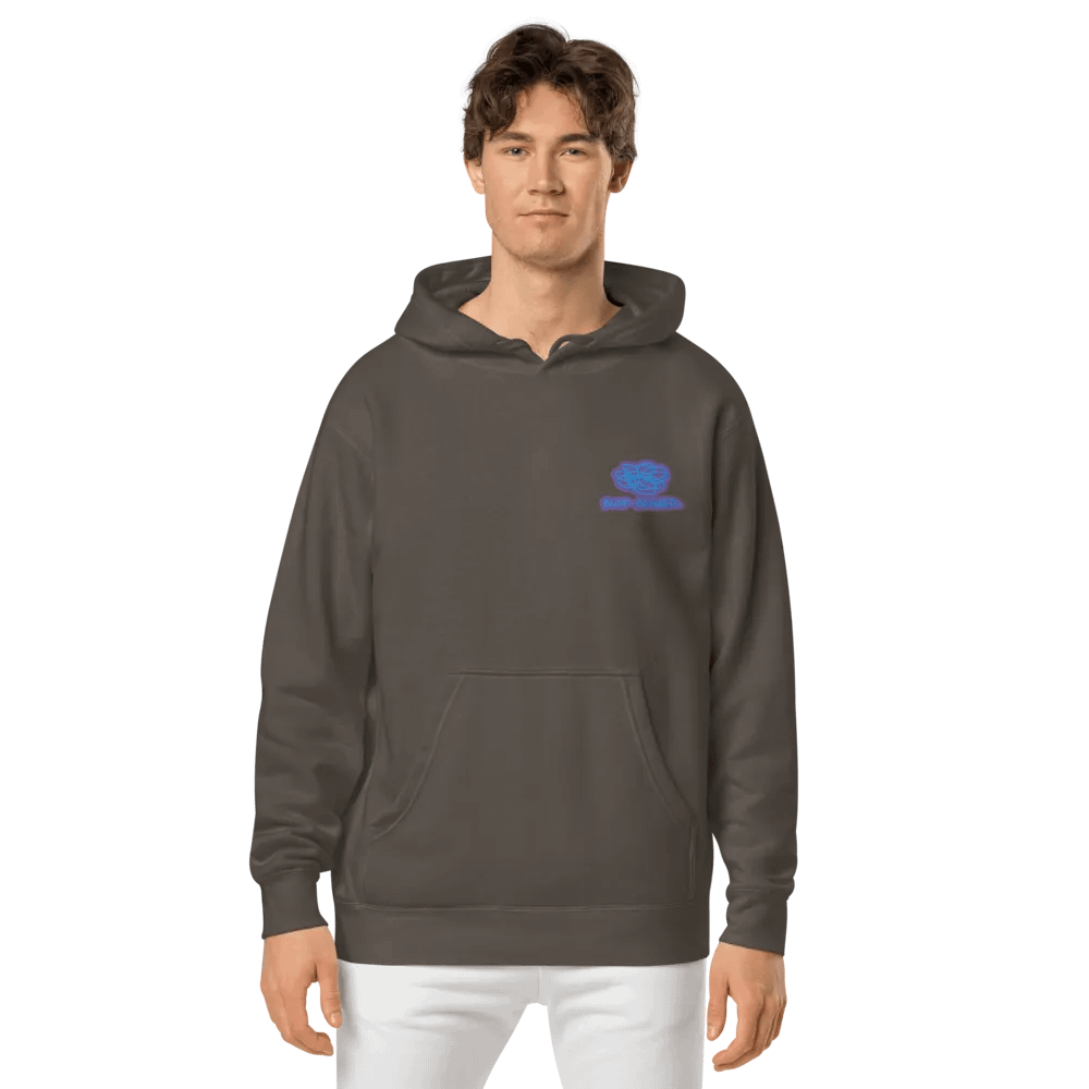 BUSY-BRAINED (L.C. violet bubble design) embroidered pigment hoodie product image (2)