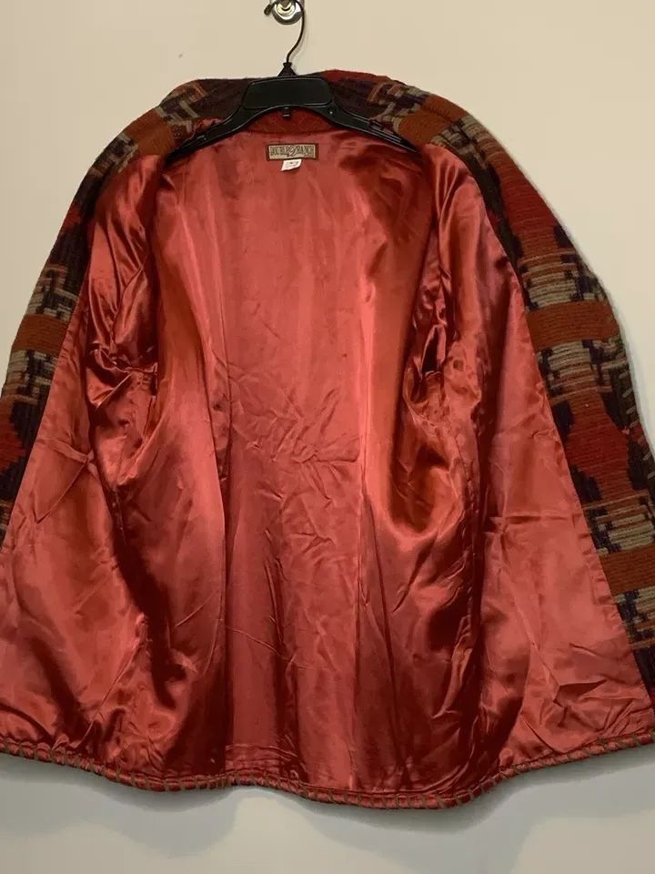Vintage Double D Ranch Wear Blanket Coat Jacket Size L Wool Blend Southwest 90s product image (3)