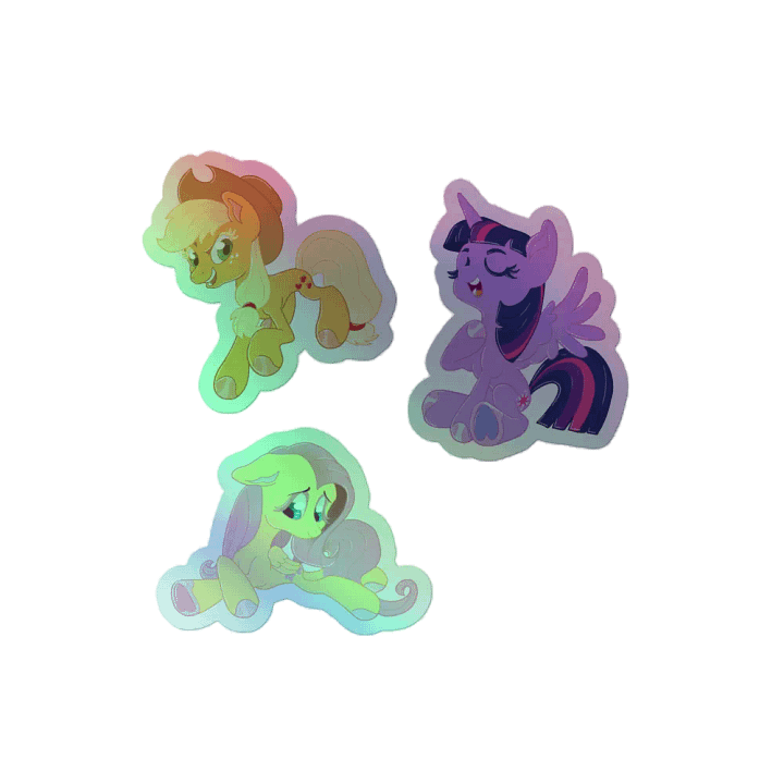 Applejack, Twiglight, Fluttershy holographic stickers product image (2)