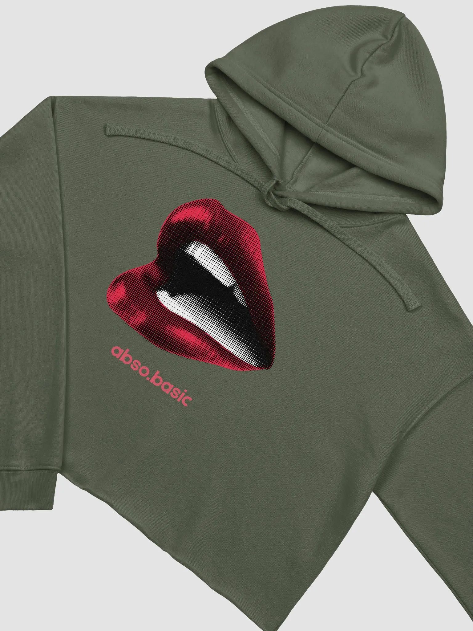 Red Lips Vintage Illustration Crop Hoodie product image (19)