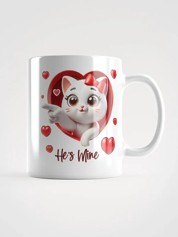 Cute Cat Heart Mug Purrfect Love "He's Mine!" product image (2)