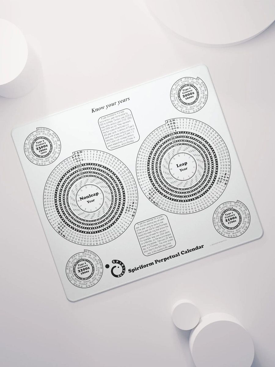 Spiriform Perpetual Calendar Gaming Mousepad 18