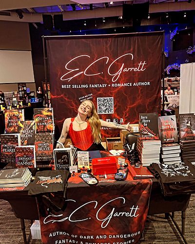 @bexy.books and I are all set up for Lit & Libations with @kcbookbeat