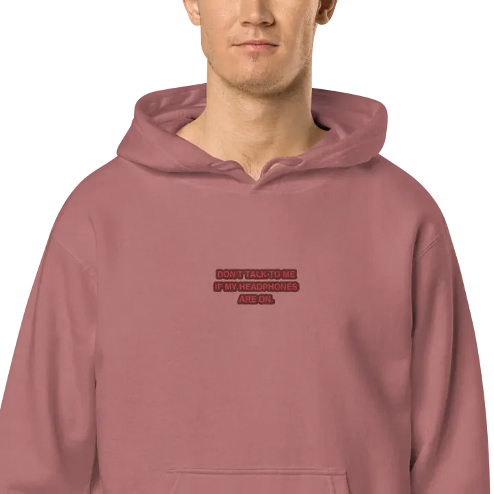 HEADPHONES ON (cherry design) embroidered pigment hoodie product image (2)