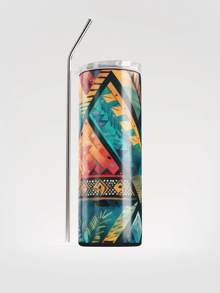 Geometric Bohemian Stainless Steel Tumbler with Reusable Straw - Eco-Friendly 20 oz Travel Mug product image (1)