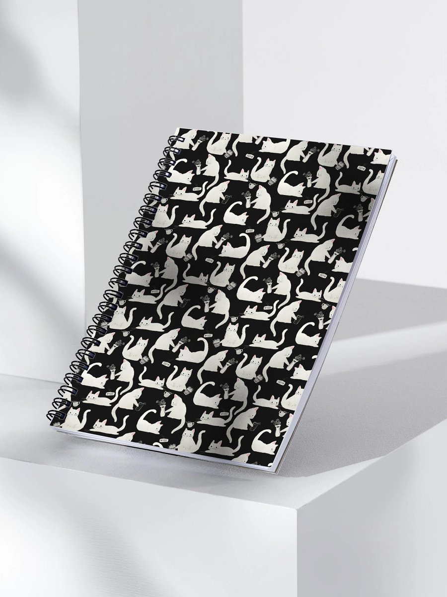 Bad Cats Knocking Stuff Over Pattern Notebook, Black product image (3)
